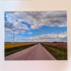 Landscape photograph wind turbine and road