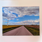 Landscape photograph wind turbine and road