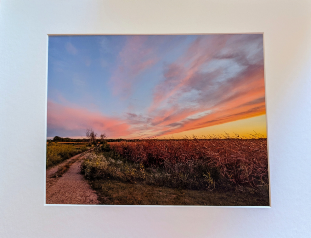 Landscape photograph in mat border