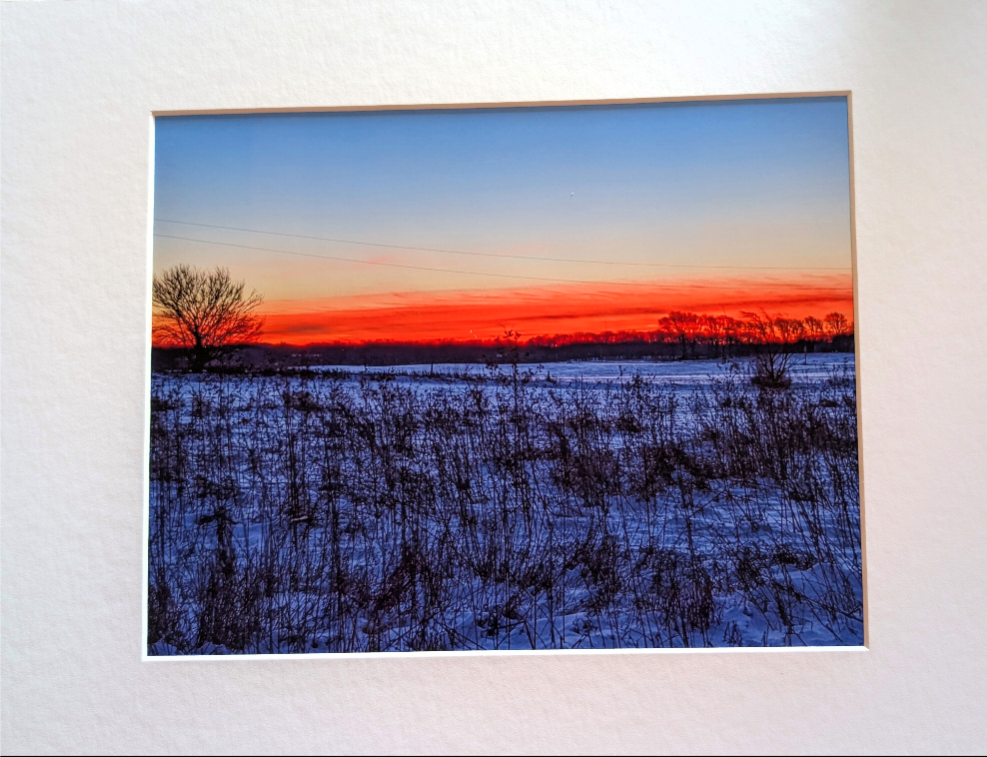 Landscape photograph snow in field
