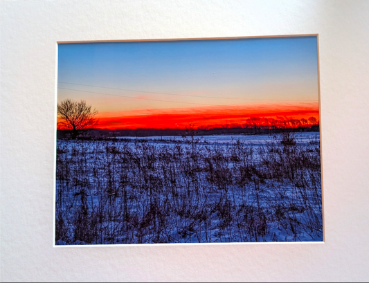 Landscape photograph snow in field